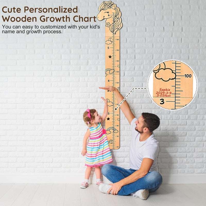 Beinou Growth Chart for Wall Wood Height Chart for Kids Height Measurement for Wall Boy Girls Height Wall Chart Growth Measuring Ruler Room Wall Decor - Image 2